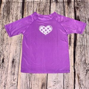 Kanu Surf Girls Size Large 12 Rashguard Swim Shirt Purple Heart Short Sleeve